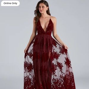 Morgan Formal Flocked Velvet Dress